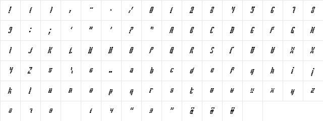Bath LightItalic  glyph index