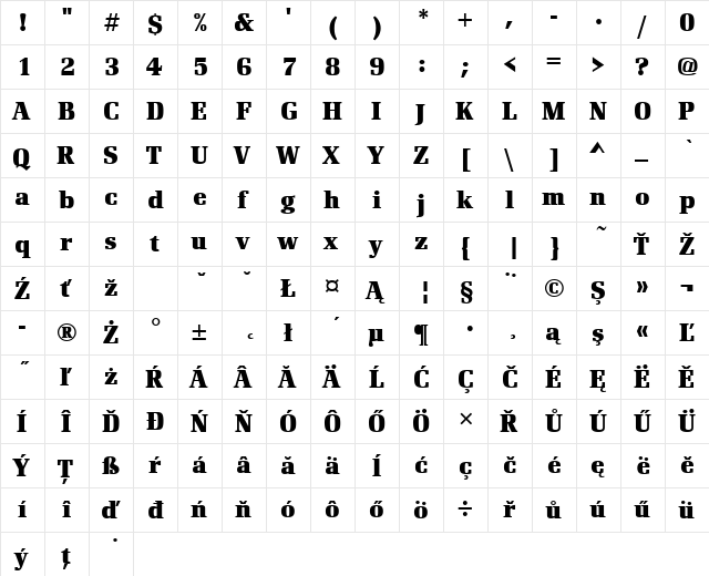 RenaultTEEBol Regular  glyph index