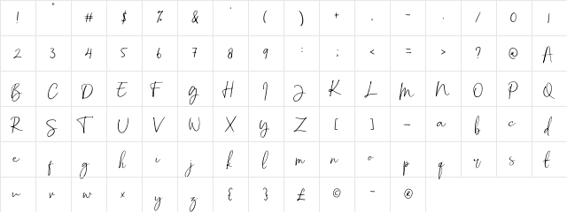 Jeefield Regular  glyph index