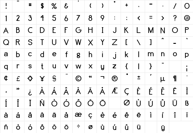 Brassfield Plain  glyph index