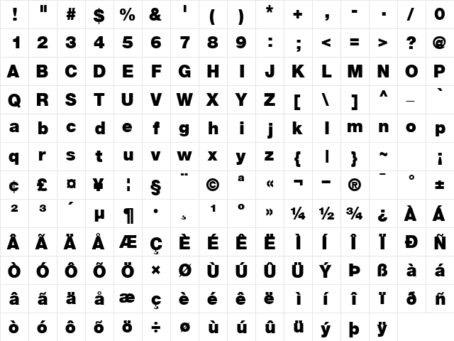 ContextRepriseBlackSSK Regular  glyph index