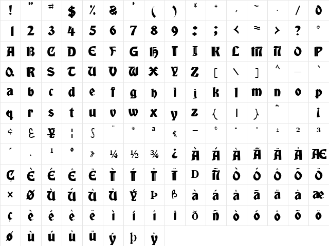 StakeWorks108 Regular  glyph index