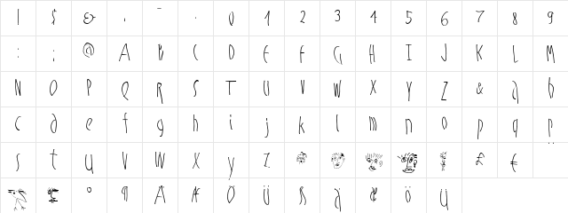 MKSchmalhands Regular  glyph index