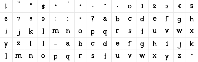 MTF 30 Something Regular  glyph index