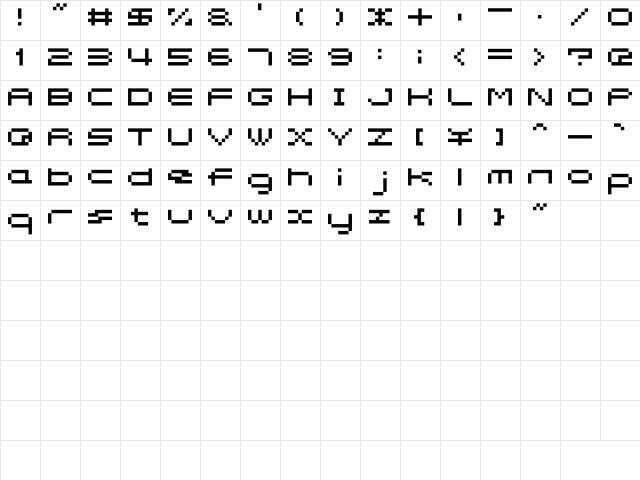 somybmp04_7 Regular  glyph index