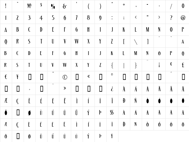 LHF Matthews Thin BETA Regular  glyph index