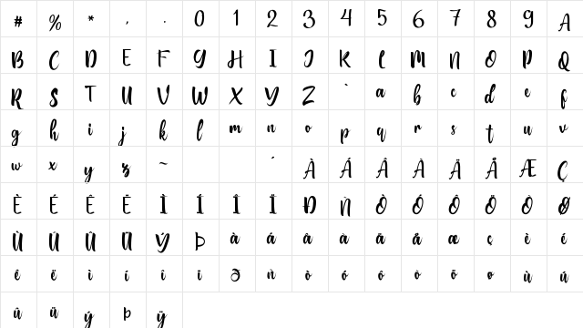 Bungalow Demo Regular  glyph index