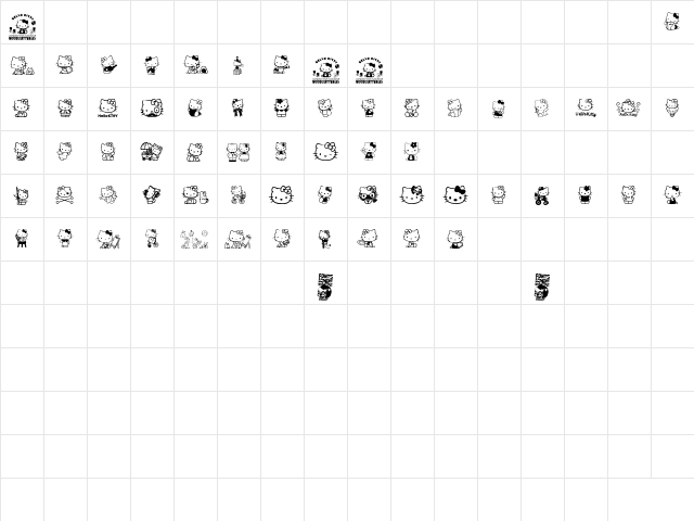 Hello Kitty Regular  glyph index