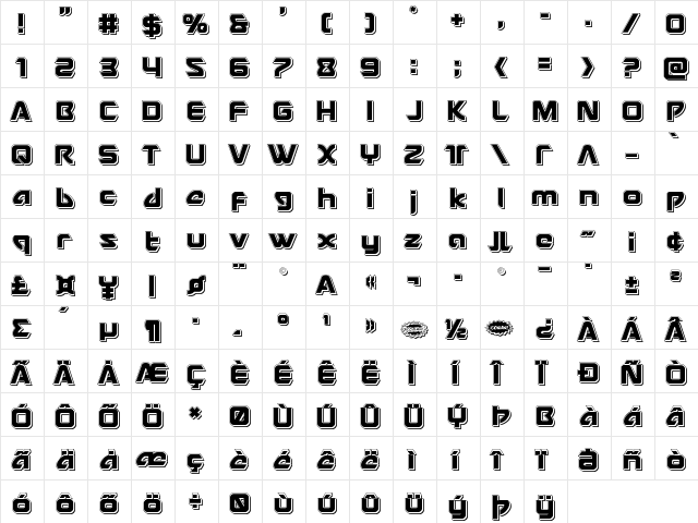 USAngel Punch Regular  glyph index