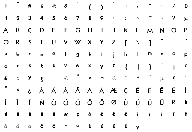 KochOriginal Regular  glyph index
