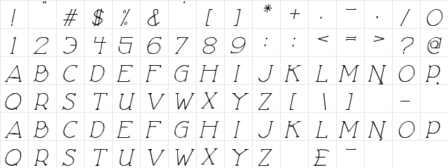 Love Nature Italic  glyph index