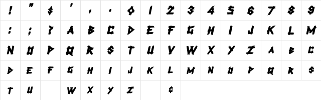 BarwoodSCapsSSK BoldItalic  glyph index