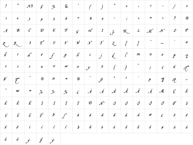Opsmarckt Medium  glyph index