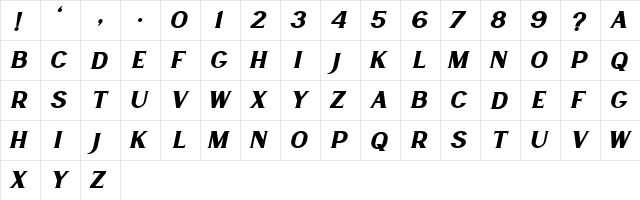 Lancaste Serif Slant Demo Regular  glyph index