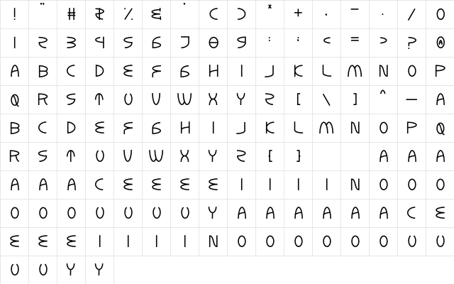 Mixqueen Regular  glyph index