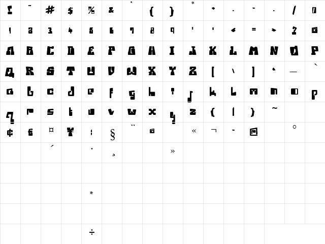 Ice Station Awesome Regular  glyph index