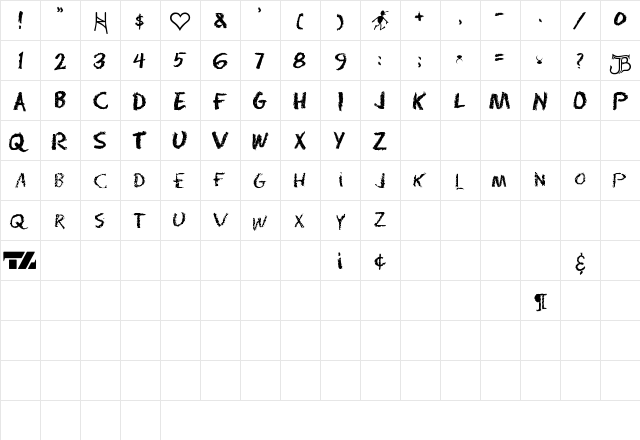 Radium J Perished  glyph index