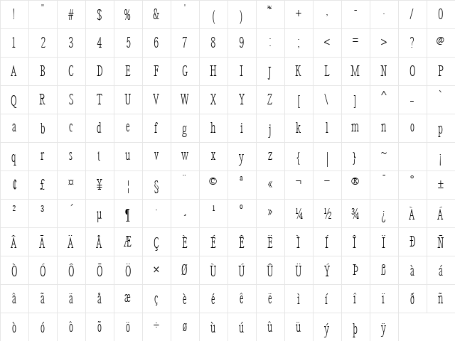 Good Regular  glyph index