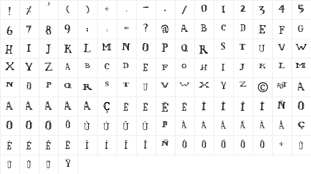 LOlivierIrregular Medium  glyph index