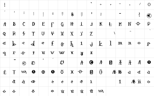 Jefferson's Freed Glovebox Regular  glyph index