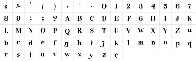 PixieFont Regular  glyph index