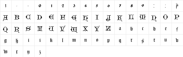 Hollandisch Closed Regular  glyph index