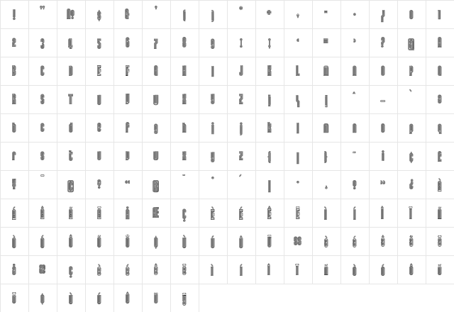 Lusta Regular  glyph index