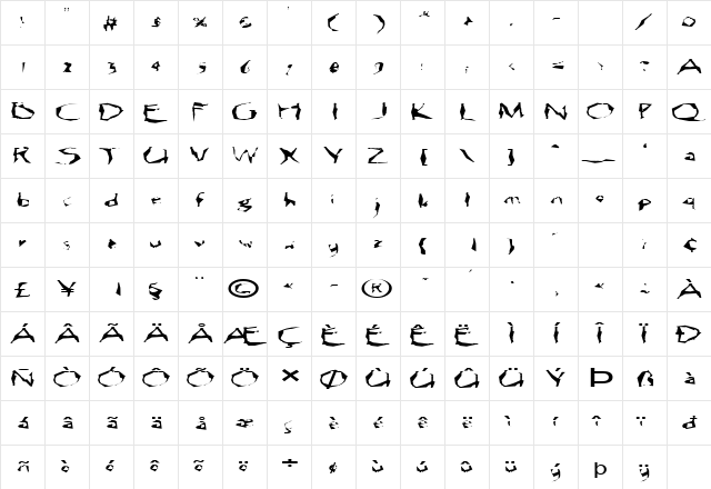 FZ WACKY 12 EX Normal  glyph index