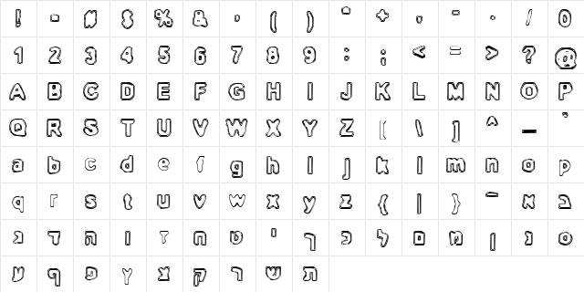 BN-Outer Line Regular  glyph index