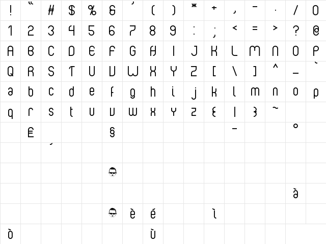 Albertino Regular  glyph index