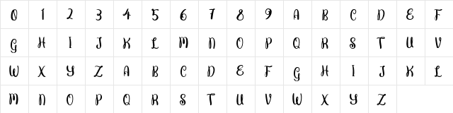 Butterfly FREE Regular  glyph index