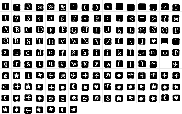 2Peas Flea Market Block Irregular Regular  glyph index
