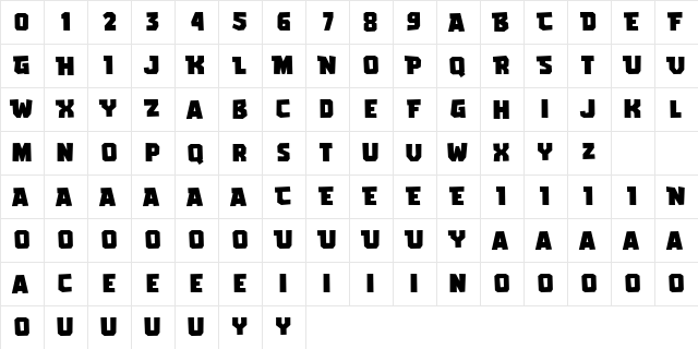 GAMERIA Regular  glyph index