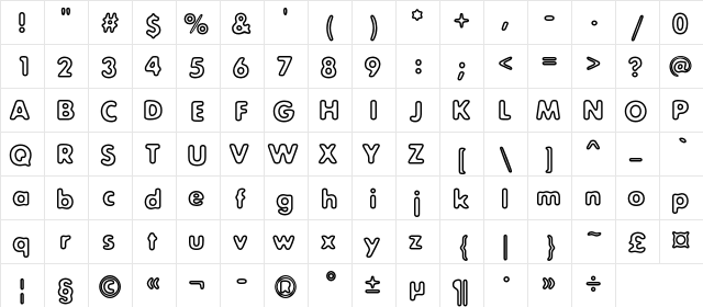 ExposureCOutline Regular  glyph index