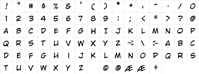CC Wild Words Roman  glyph index