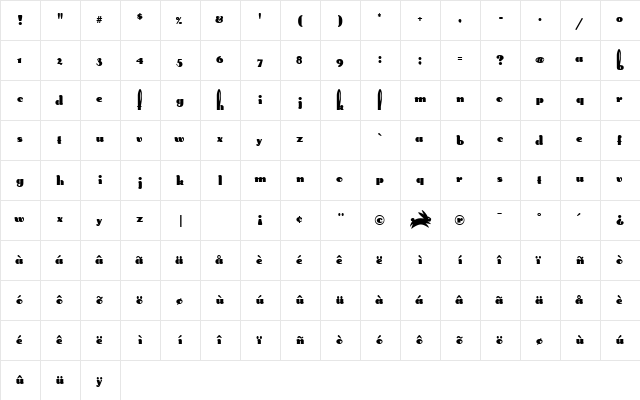 Long Ears MF Regular  glyph index
