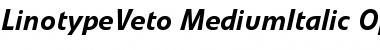 Download LinotypeVeto MediumItalic Font Title Preview Download LinotypeVeto MediumItalic Font Title Preview