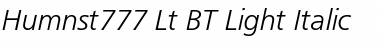 Download Humnst777 Lt BT Light Italic Font